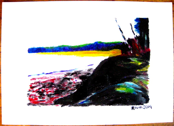 Birken am See, 40 x 30 cm, Kohle und Pastell auf Papier, 2014